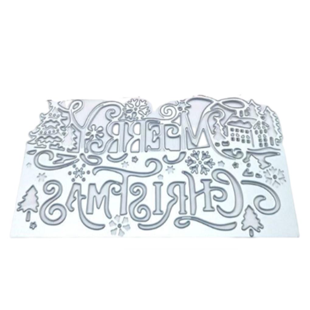 Cetakan Stensil Cutting Dies Motif Merry Christmas Bahan Baja Untuk Scrapbook / Craft DIY / Kartu Ucapan 2020