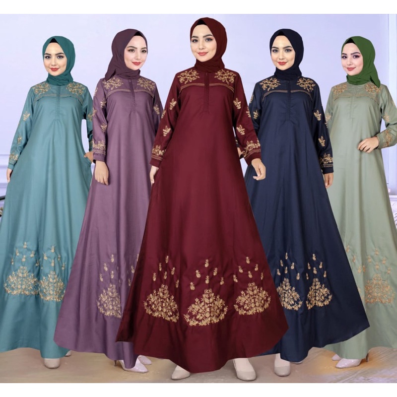 READY JUMBO LD 120 |Gamis Pesta Toyobo|Gamis Katun Toyobo Bordir