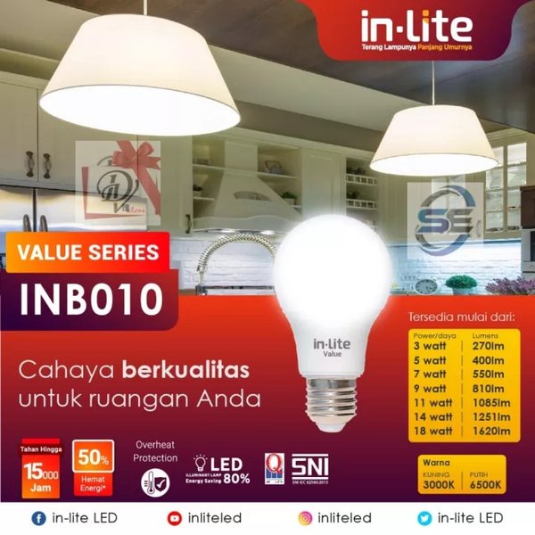 Lampu LED Inlite 18w 18 watt VALUE bulb INB010-18W