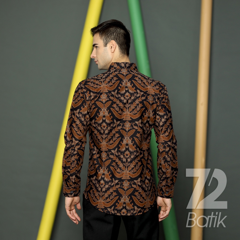 BATIK PRIA LENGAN PANJANG Kemeja Hem Slimfit Premium Warna Hitam 722663 CAP 72 - Baju Kemeja Atasan Pakaian Setelan Batik Pria Cowok Laki Laki Remaja Keluarga Kantor Lengan Panjang Modern Slimfit Slim Fit Premium Kekinian