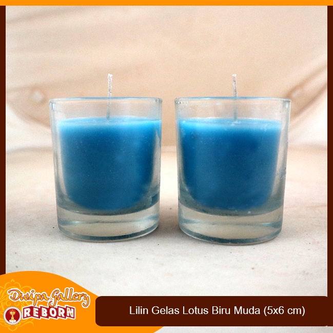 Lilin Stearin Candle Biru Muda Gelas Cafe Resto Hotel Spa Serbaguna