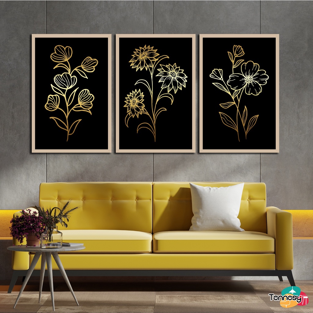 TENNESY HIASAN DINDING GOLD 20x30CM WALL DEKOR PAJANGAN KAYU POSTER DEKORASI DINDING KAMAR TIDUR RUMAH