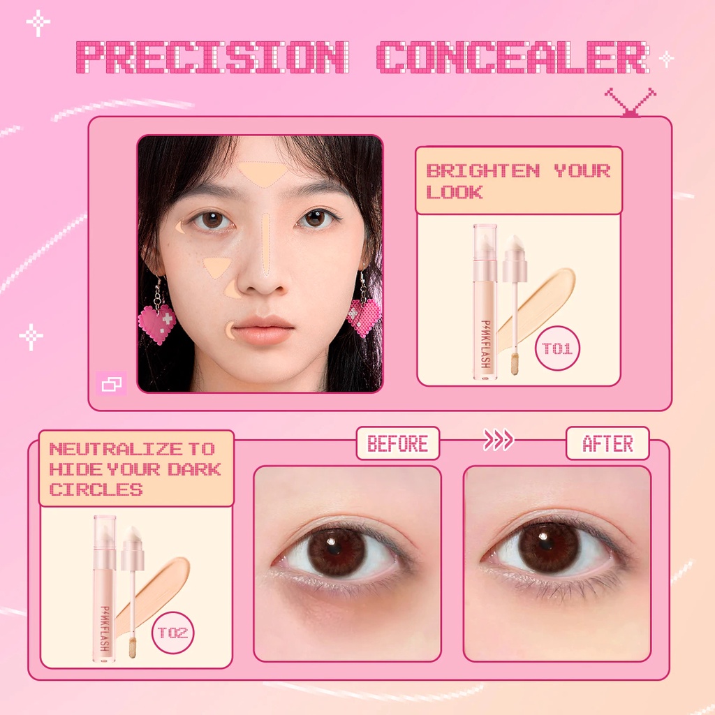 Pinkflash Concealer With Sponge Concealer Pink Flash Liquid Concealer Matte Pinkflash