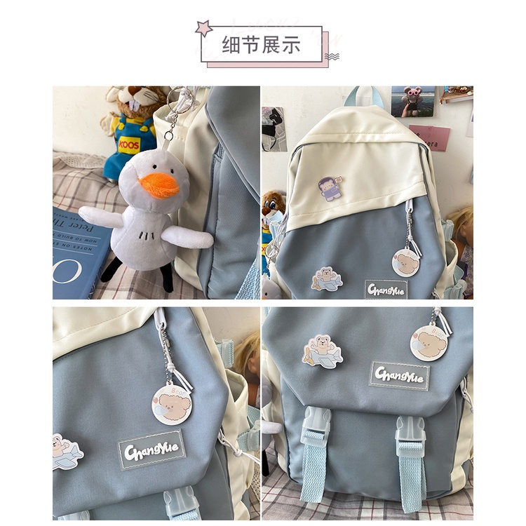 WYK146 Tas Ransel Wanita Sekolah ChangMie Warna Miring Backpack School Impor TKM