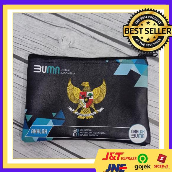Dompet Pouch masker BUMN AKHLAK Logo Garuda printing custom / Souvenir t-pancawarnaprint Juara
