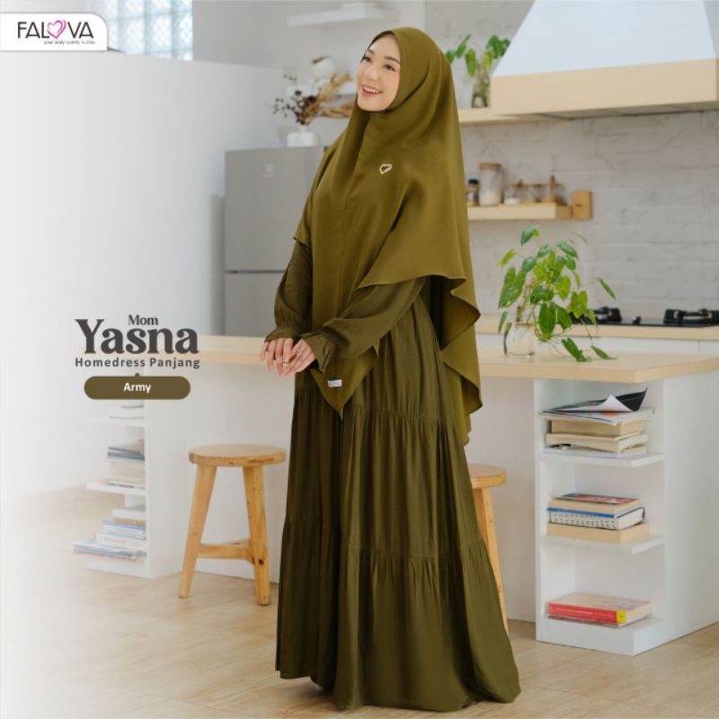 YASNA, Baju Gamis Polos, Homedress Panjang DEWASA  dari Falova-Hijau Tua