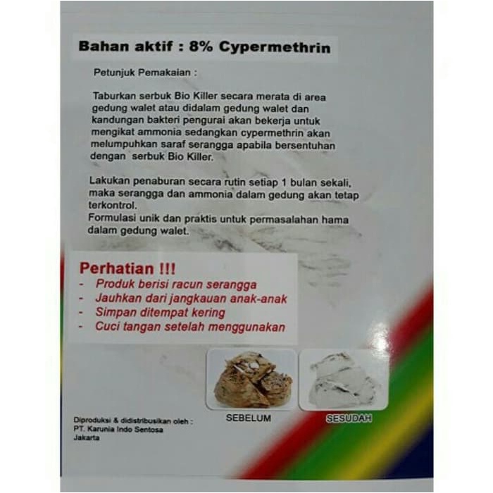 Obat Hama Walet Killer Pembasmi Serangga dan Pembasmi Ammonia Gedung Walet