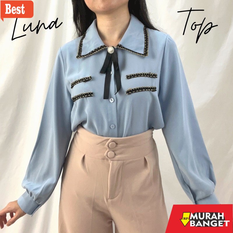 atasan wanita terbaru 2022 Luna Top kemeja blouse atasan import korean style by Biel the label