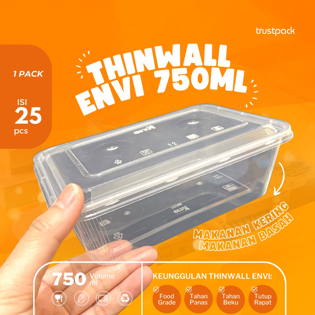 Kotak Makan Plastik 750 ml Tempat Box Nasi Microwave Thinwall Food Container