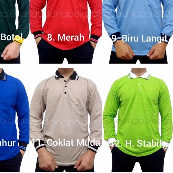 GP KAOS POLO - HIJAU FUJI KERAH HITAM - LENGAN PANJANG - HIJAU FUJI, M