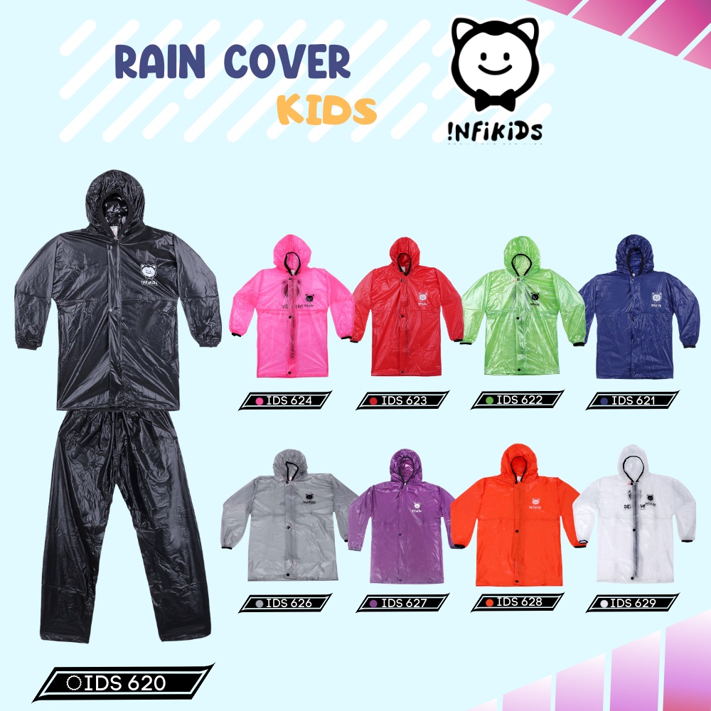 Infikids Jas Hujan Anak Tanggung Setelan Atasan Jaket Celana Karakter 7, 8, 9, 10 Tahun Inficlo Kids