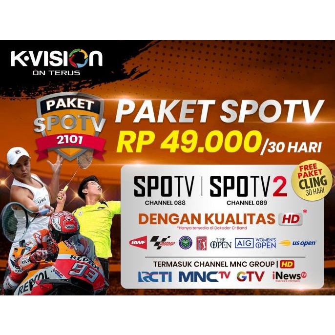 Paket SPOTV K-Vision TV Satelit Berbayar - Gratis Paket CLING Termurah
