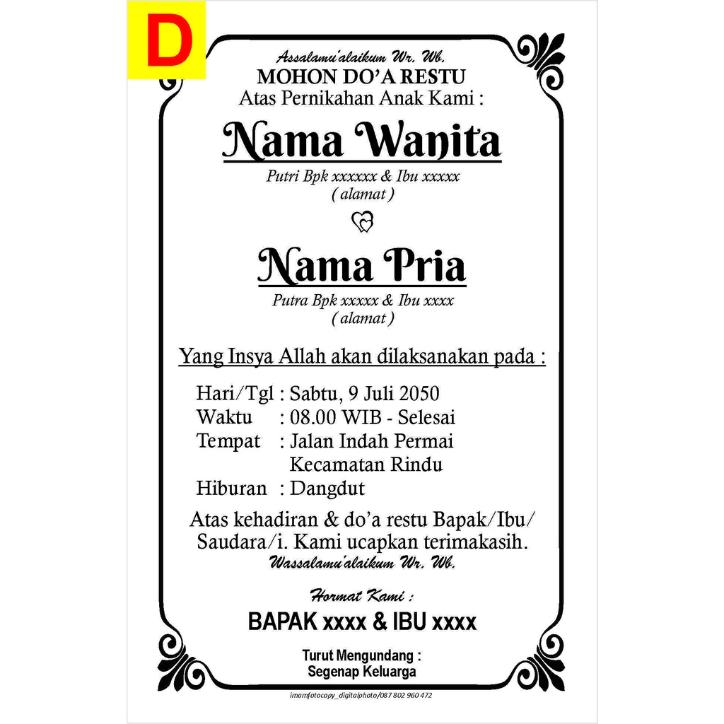 Jual UNDANGAN SOROGAN/UNDANGAN PUJUNGAN/UNDANGAN KOPI/UNDANGAN BESEK