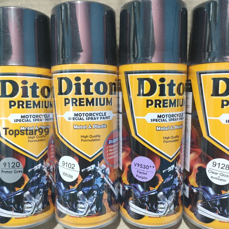 Pilok Cat Diton Premium Paket Komplit 4 Kaleng Pastel Purple Ungu Pastel 9530  Primer Grey 9120 White 9102 Clear Gloss 9128 400cc Pilox Paketan Cat Semprot Special Spray Paint