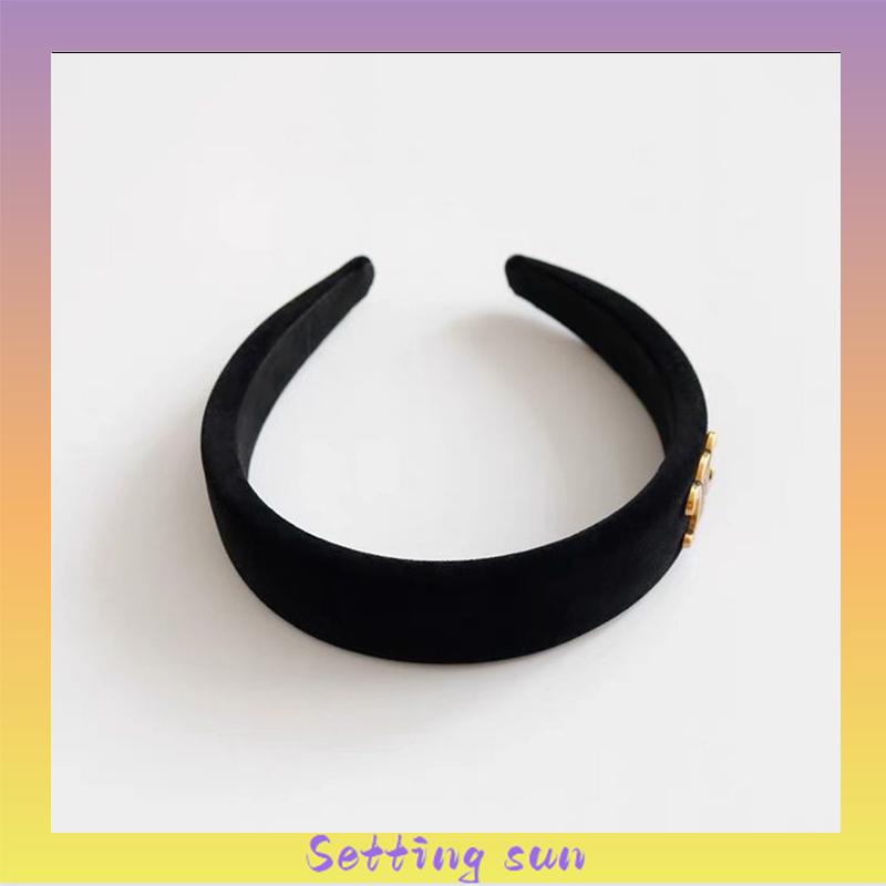 Headbands Camellia Warna Hitam Putih Untuk Aksesoris Rambut Wanita TN