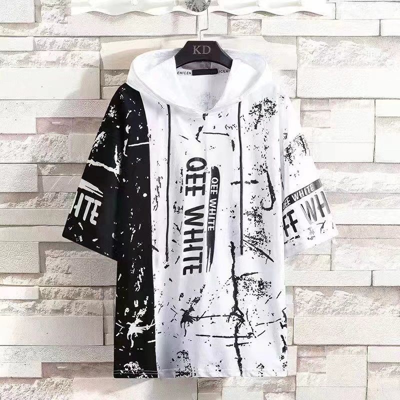 SWEATER HOODIE OVERSIZE PRIA QEE LENGAN PENDEK KOMBINASI HODIE COWOK KEKINIAN