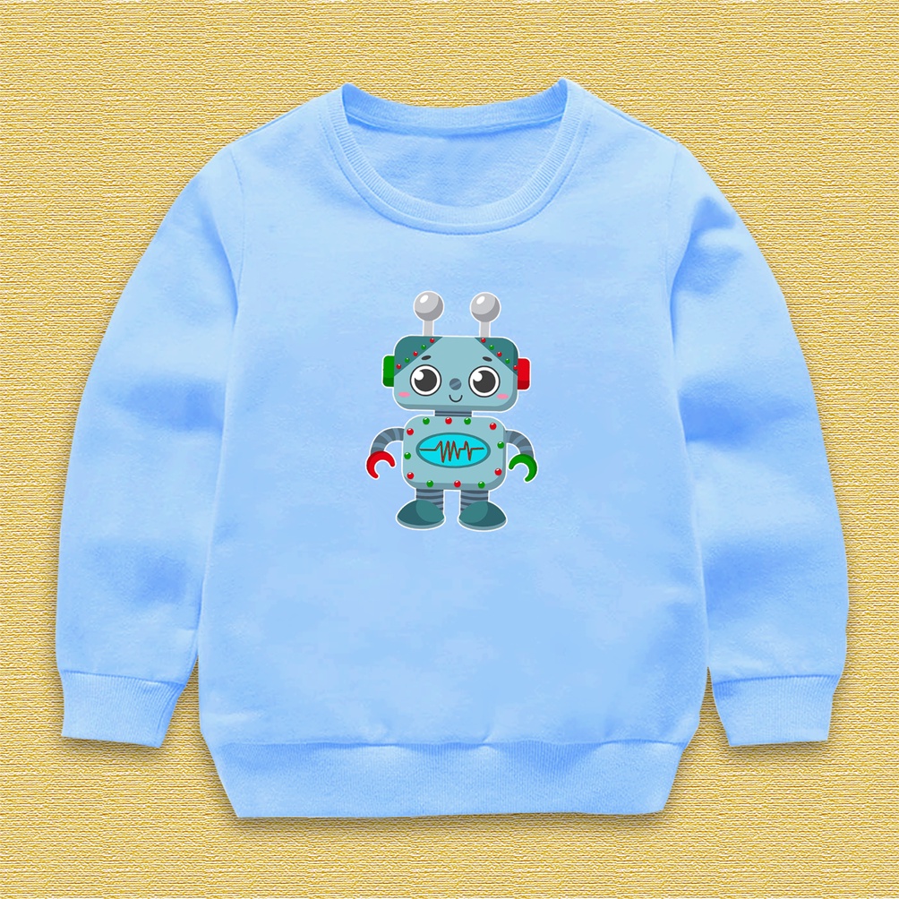 Sweater crewneck anak MACHINE CUTE ROBOT baju anak perempuan laki laki lucu