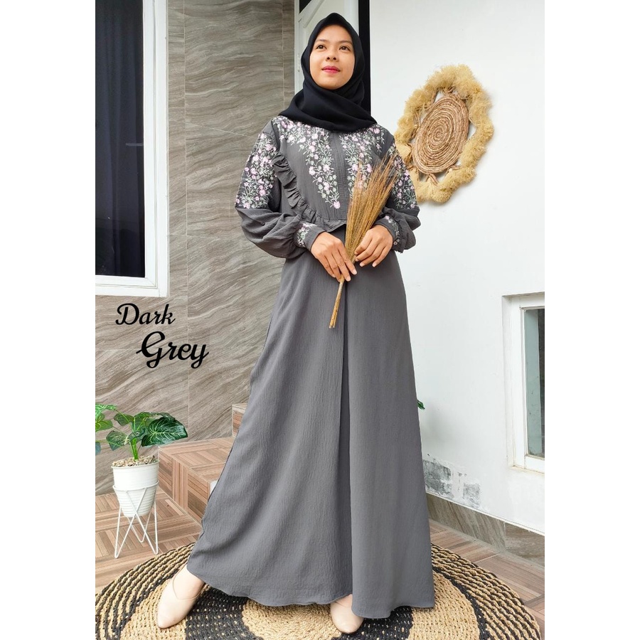 Gamis Salwa Bordir Premium / Gamis Crinkle Airflow Bordir