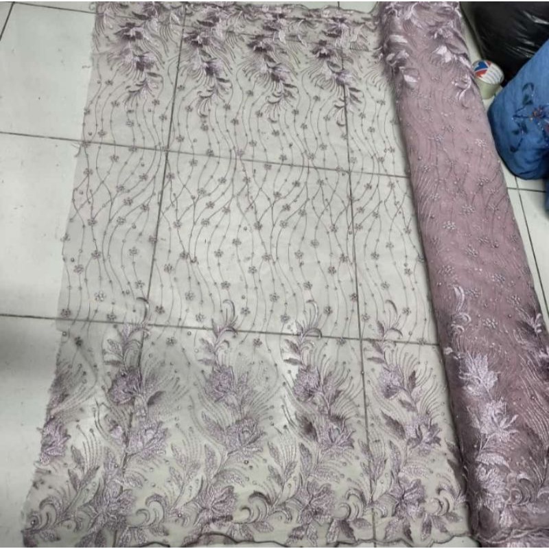 kain/bahan Tile mutiara kembang pinggir