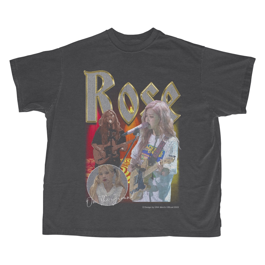 Rose Blackpink / Kaos Rose Blackpink Oversized Darkgrey / Vintage Tee / Blackpink Tshirt