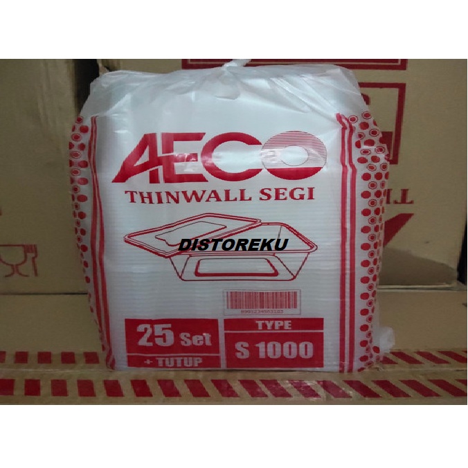 THINWALL SEGI WADAH MAKAN TEMPAT BOX MAKAN MICROWAVE AECO S1000 25PCS - AECO S1000