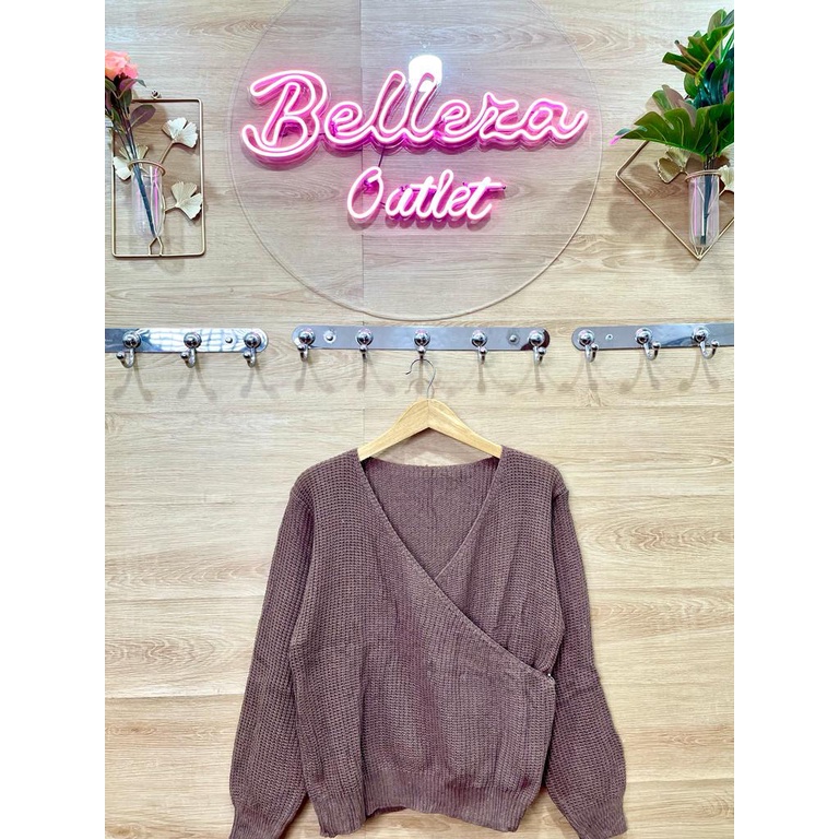 Belleza Outlet baju rajut Cardigan rajut atasan wanita Bunnie Crop