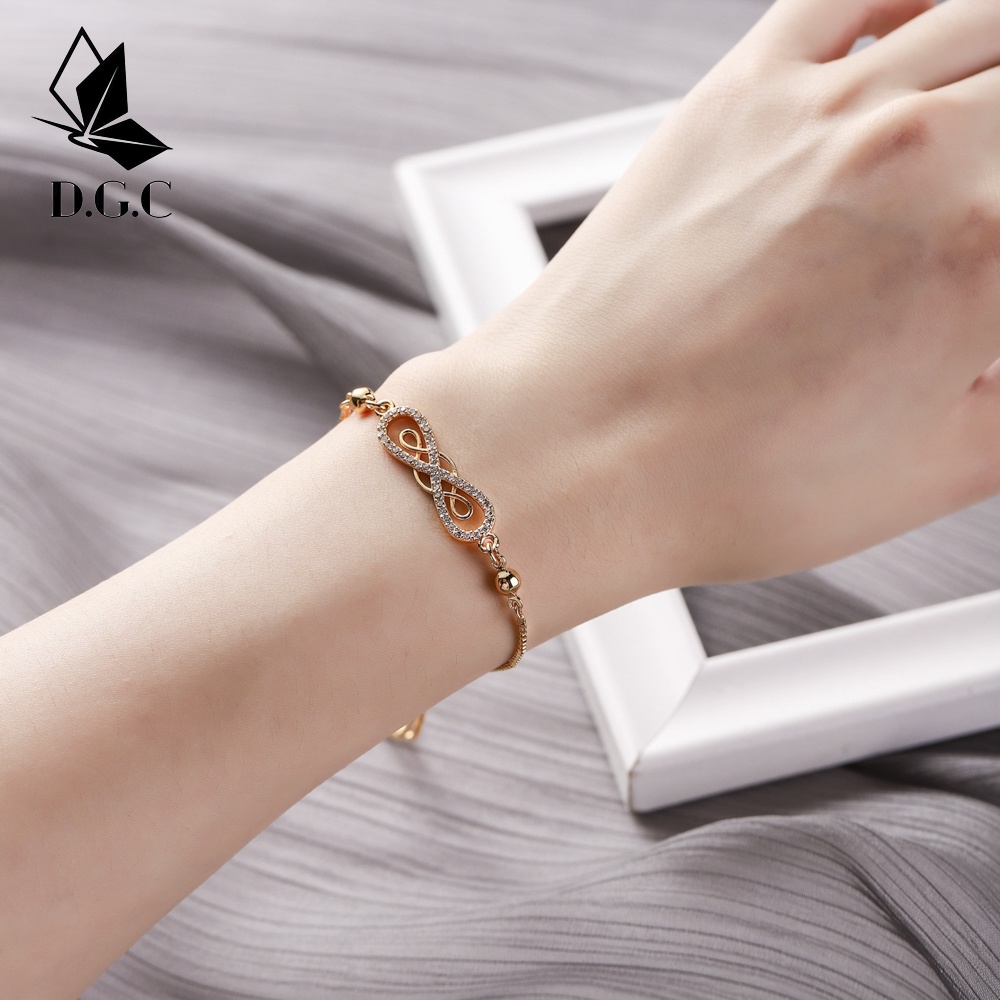 D.G.C✨Gelang Serut Titanium Wanita Lapis Emas Korean Style Cantik Berlian Kupu Aksesoris Cewek Perhiasan Murah D818-2