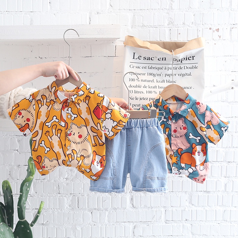 HappyOliver SET BONES PUPPY EBV Setelan Bayi Laki-laki Lengan Pendek