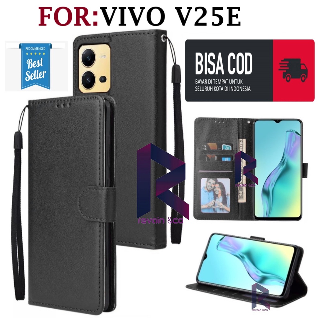 VIVO V25E CASE FLIP WALLET LEATHER KULIT PREMIUM SARUNG BUKA TUTUP FLIP CASE VIVO V25E