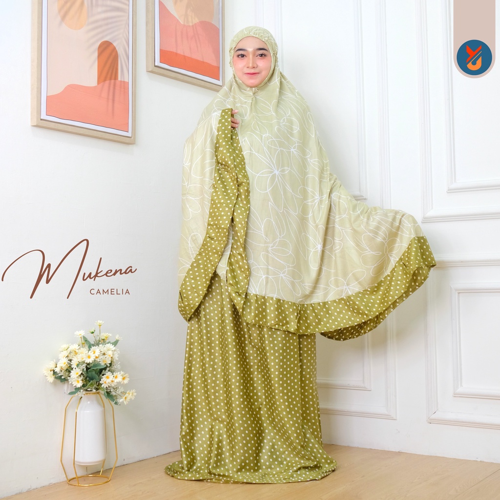 YashCollection Mukena Dewasa Bali Mukena Cemara LAMIA Jumbo-Mukena Camelia Olive