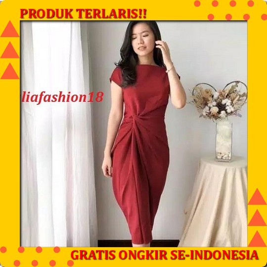 Dress Pesta Brukat Mewah Merah Maron Bv Dress Agnola Matt Brukat Tulang Lapis Furing Dress Natal Fit