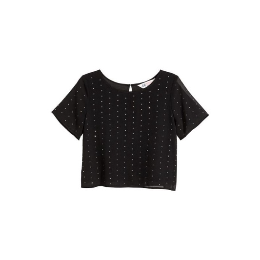 HnM black studded layered short sleeve blouse