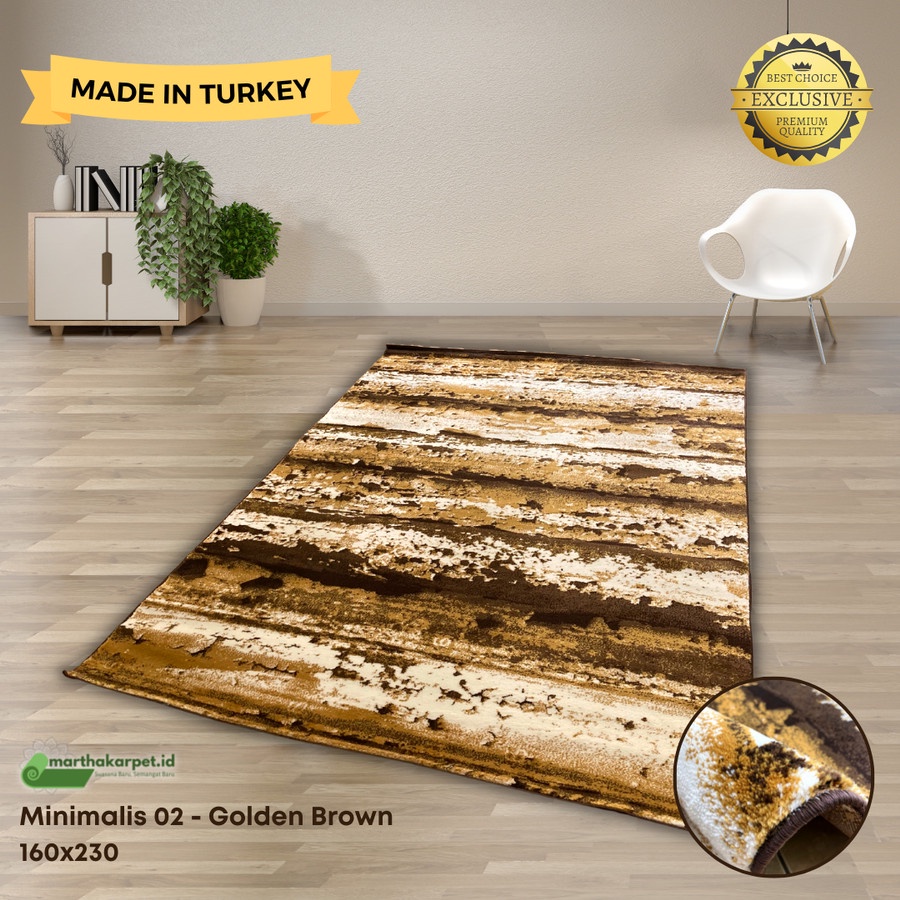 Karpet Import Turki Original 160x230 Minimalis 02 Golden Brown - KARPET TURKEY