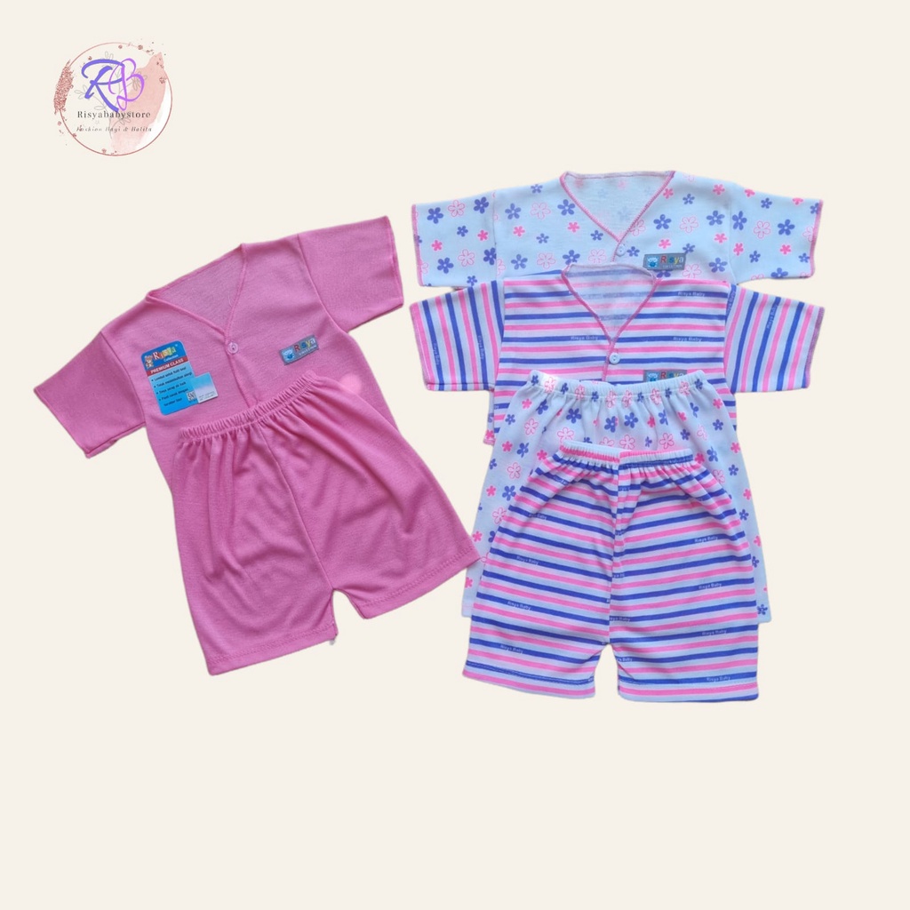 6 pcs / 3 stel baju bayi lengan pendek SNI variasi lengkap 3 stel baju bayi lengan pendek newborn 3 pcs baju bayi lengan pendek