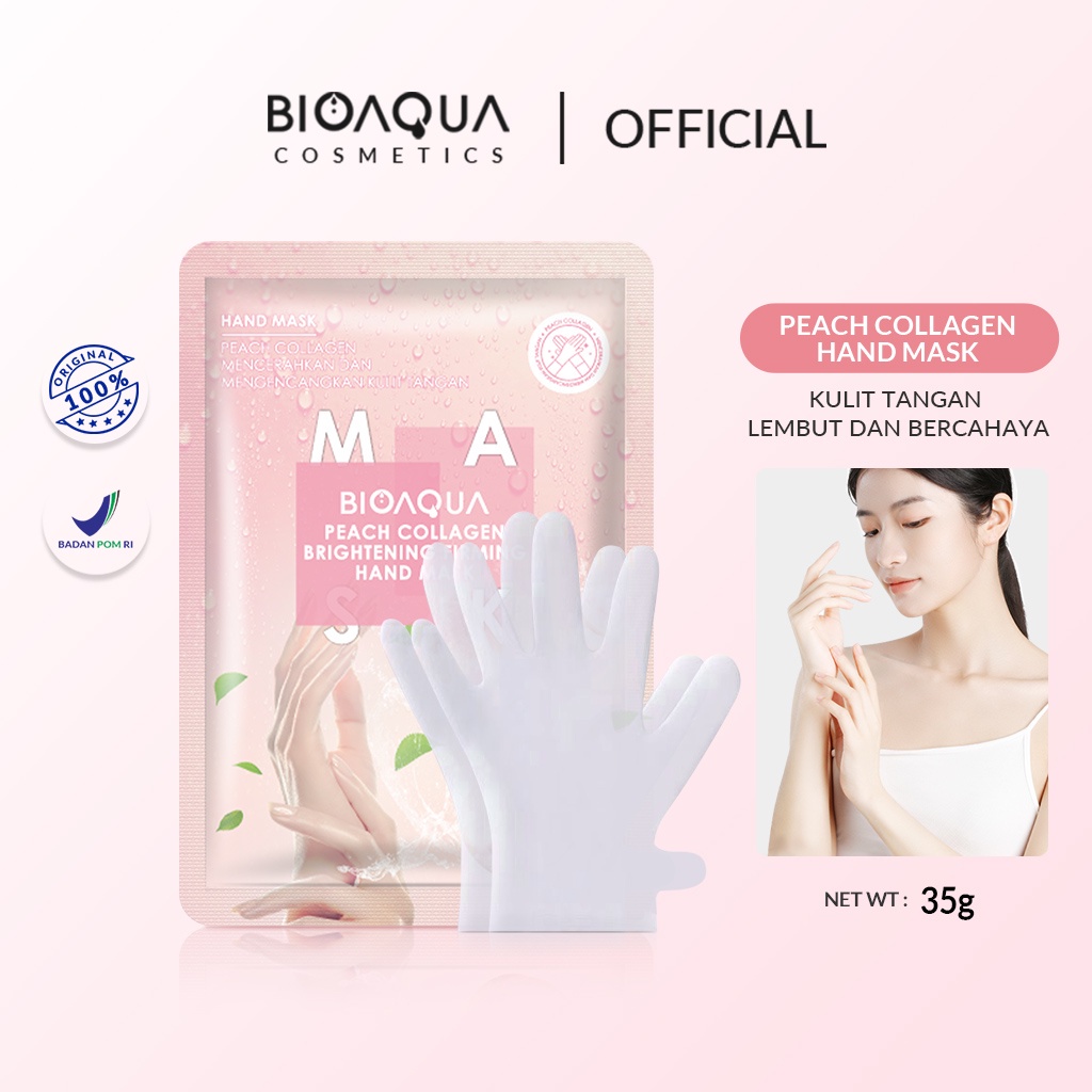 BIOAQUA Niacinamide Brightening Moisturizing Hydration Firming Hand Mask 35g AVOCADO &amp; PEACH / Hand Mask Exfoliating Removal Dead Skin / MASKER PELEMBAB TANGAN