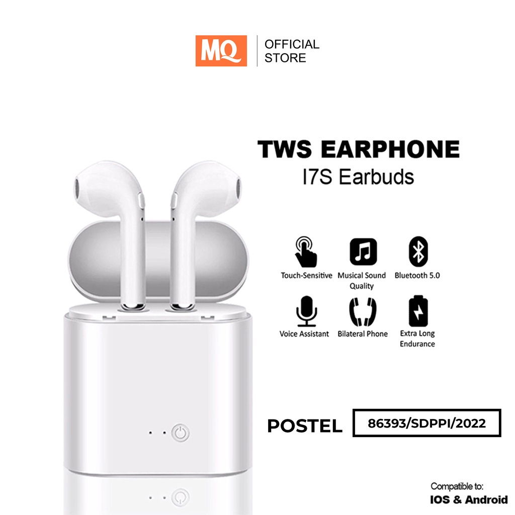 MQ i7s TWS Twins Wireless Headset Earphone Bluetooth Android &amp; IOS Murah Handsfree Earbuds Headphone HBQ Twins With Charging Case Mini V4.2