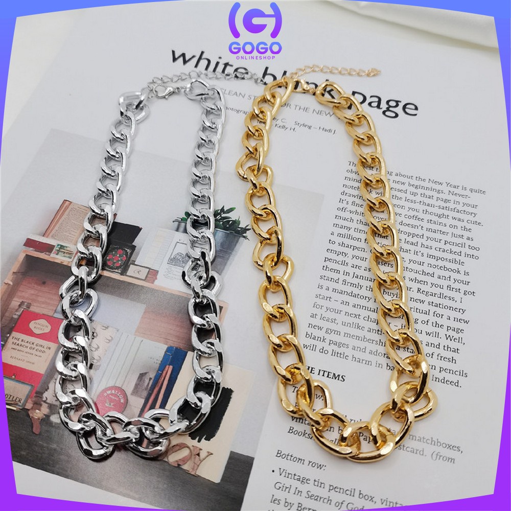 GOGO-K138 Kalung Choker Retro Rantai Besar Wanita Pria Hip Hop Korean Necklace Big Chain Aksesoris Perhiasan Fashion