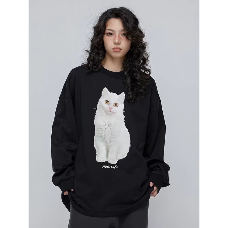 2 warna korean style atasan baju wanita kekinian Sweater Oversize  Cat Wanita/Switer Wanita