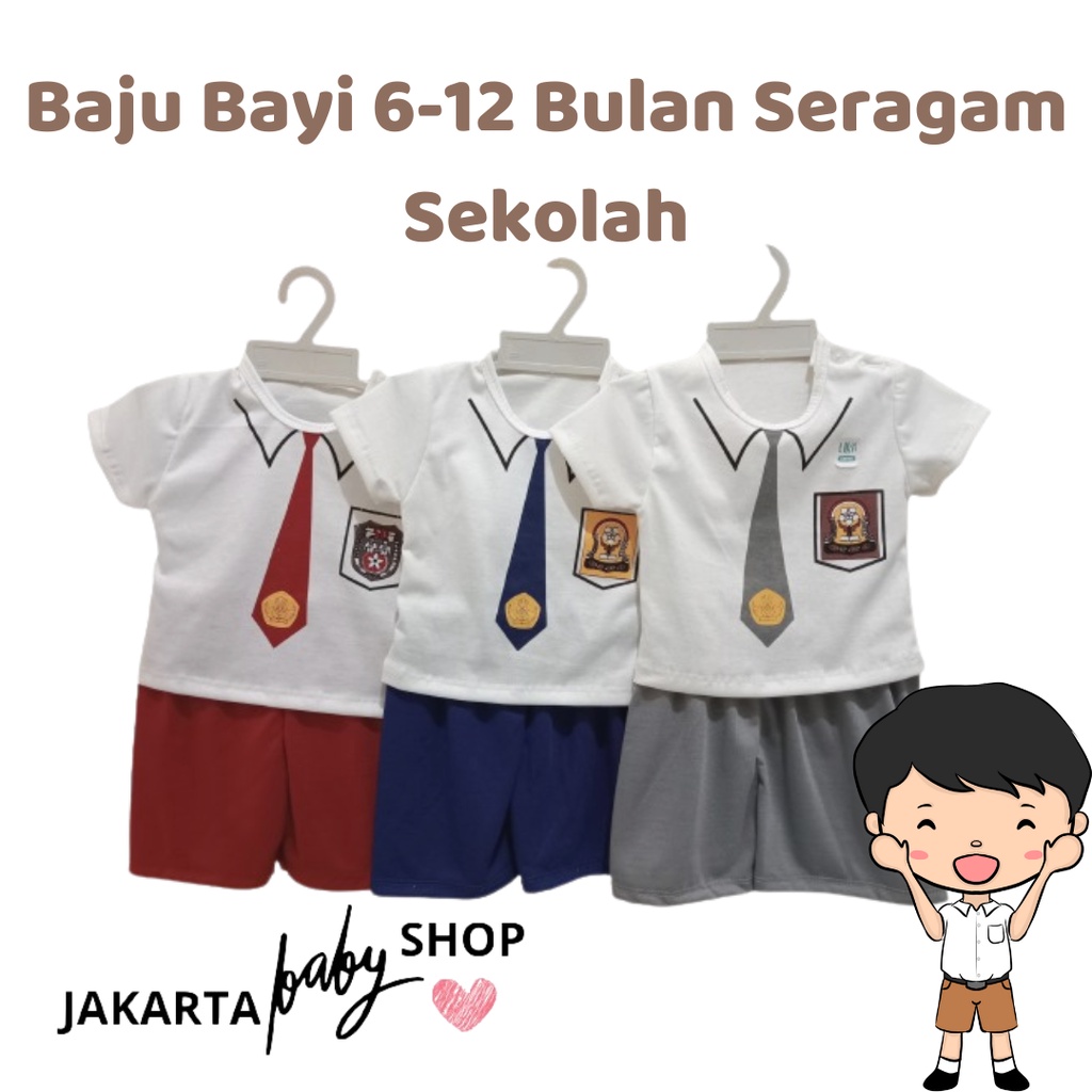 SETELAN BAYI 6-12 BULAN SERAGAM SEKOLAH LUCU 446100 / SETELAN BAYI BAJU PROFESI LUCU 446200