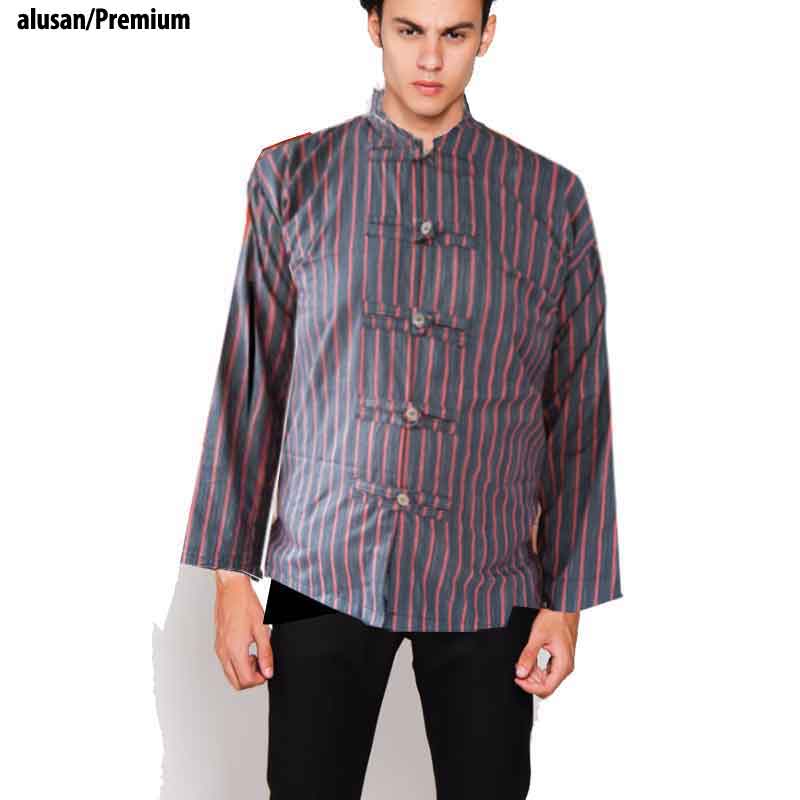 Baju Surjan Lurik Model Koko Kerah Shanghai Etnik Jawa Nasional