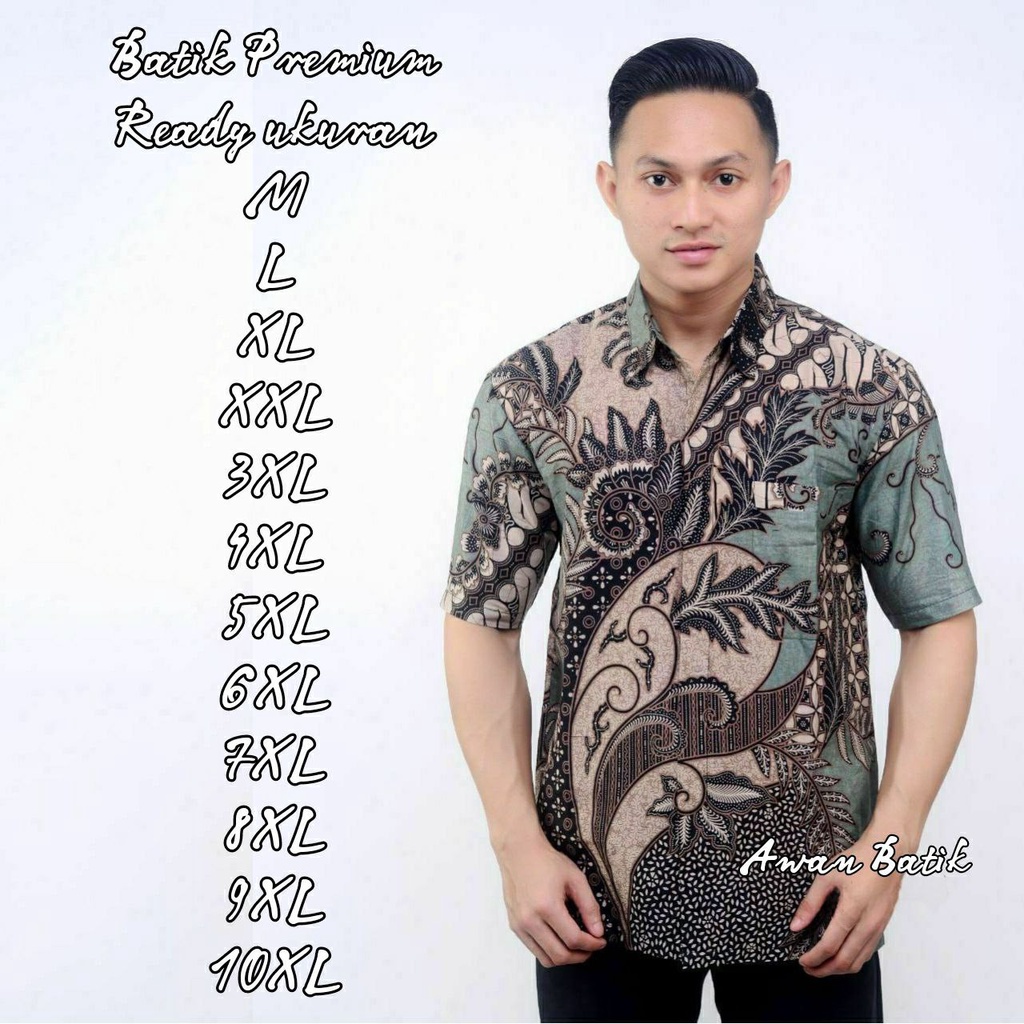 BATIK JUMBO M L XL XXL XXXL XXXXL XXXXXL XXXXXXL XXXXXXXL XXXXXXXXL XXXXXXXXXL XXXXXXXXXXL TERBARU KEMEJA BATIK PRIA LENGAN PENDEK TERBARU BATIK HIJAU SAGE HEM BATIK JUMBO