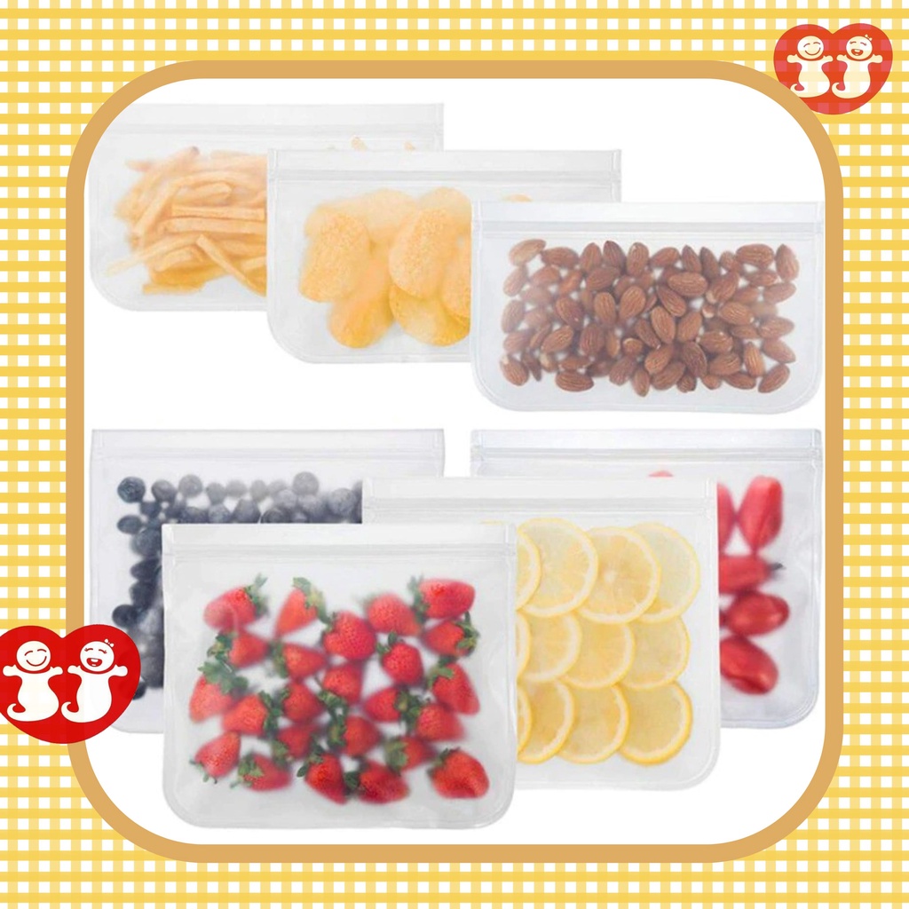 Ziplock Silikon Food Bag Transparant/ Ziplock Reusable Storage/ Tas Kantong Tempat Makanan