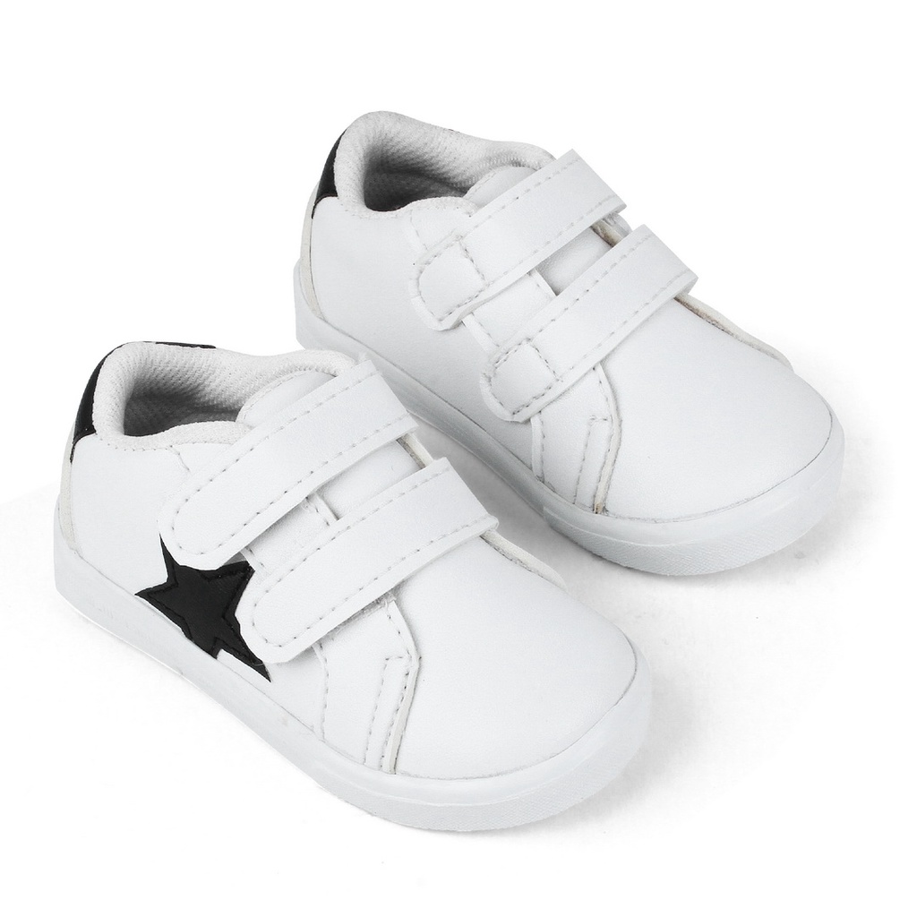 Sepatu Anak Sneakers Unisex Usia 1 2 Tahun Bahan Sintetis Ringan RJM Hitam