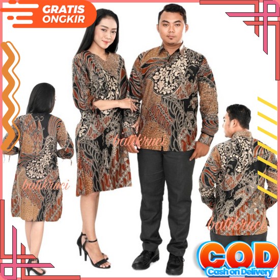 Dress Batik Pesta - Dress Premium Gaun Pesta - Baju Kerja - Dress Model Terbaru Batik Couple Dress B