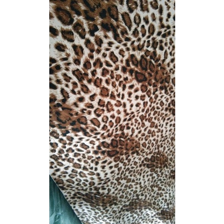 Kain Scuba Motif Loreng Macan Warna Coklat Muda/Sedang