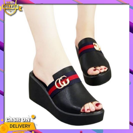 Sandals Wedges Pesta Wanita  F8002 /Sandals 5Cm Wanita  Mewah Qz - Sandal Wedges Kokop Casual Ss 09