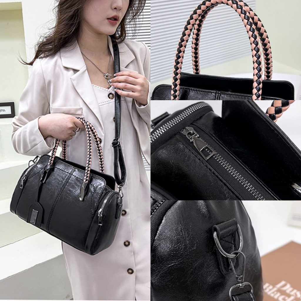 TAS SELEMPANG WANITA IMPORT KULIT HITAM UMADAM TA707B5 SHOULDER BAG BESAR SLINGBAG BAHU PREMIUM FASHION KOREA KEKINIAN REMAJA BRANDED BATAM CEWEK MURAH