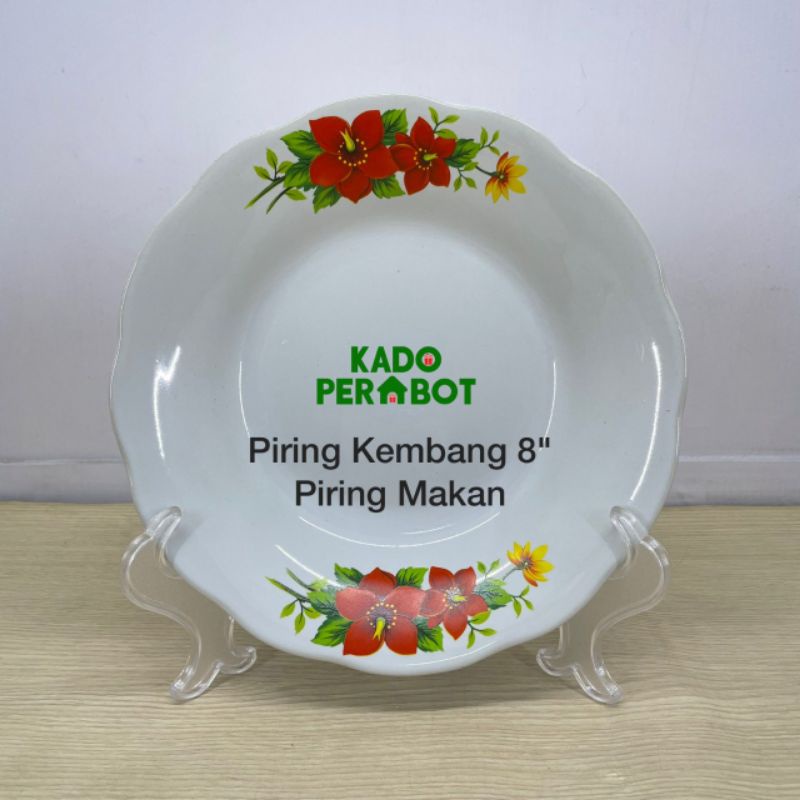 Piring Makan Kembang 8&quot; - Piring Keramik Motif Kembang - Piring Makan Keramik - Piring