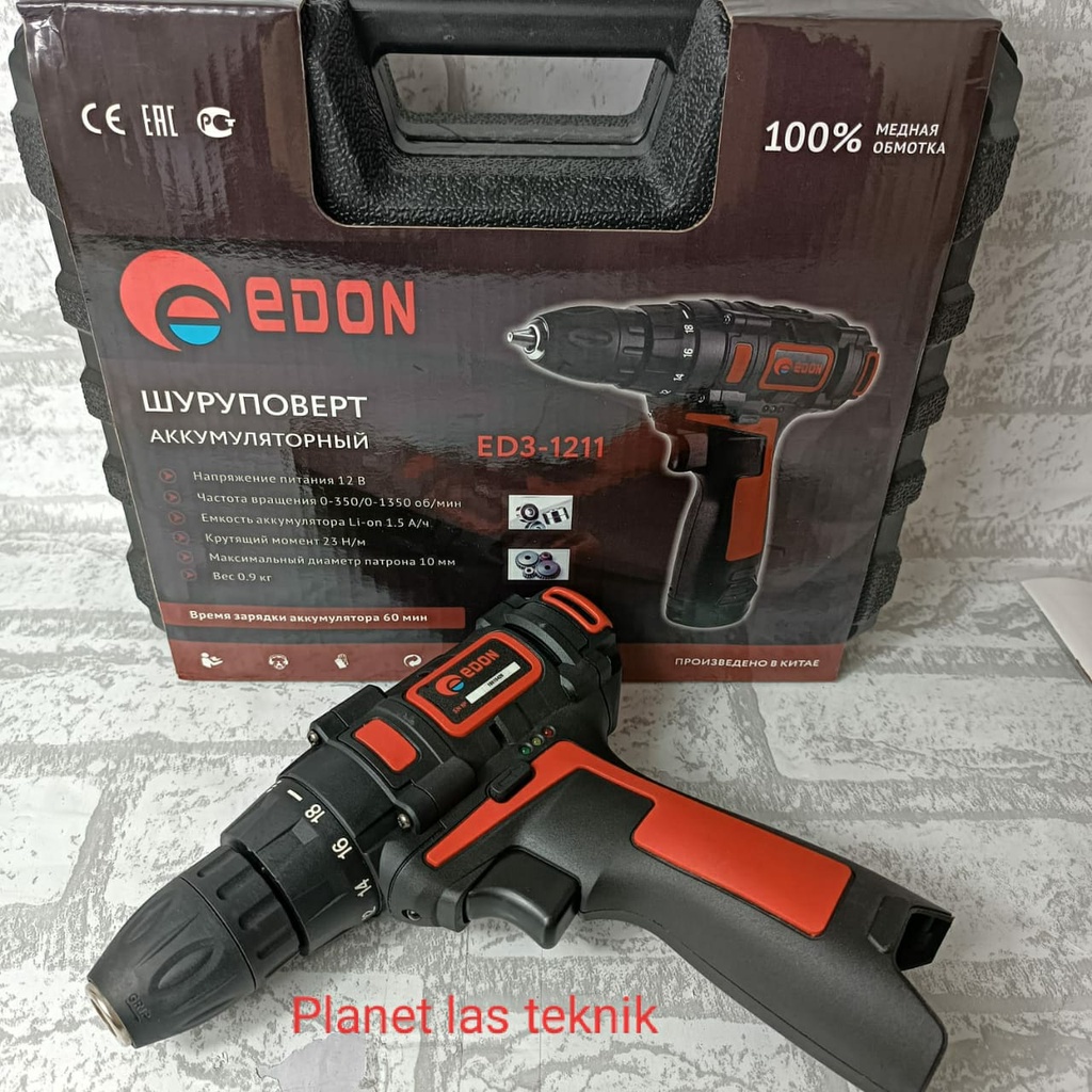 EDON MESIN BOR CORDLESS 10MM Termurah Cordless drill ED3-1211 EDON bor Tangan baterai 12v Bor 2 bate