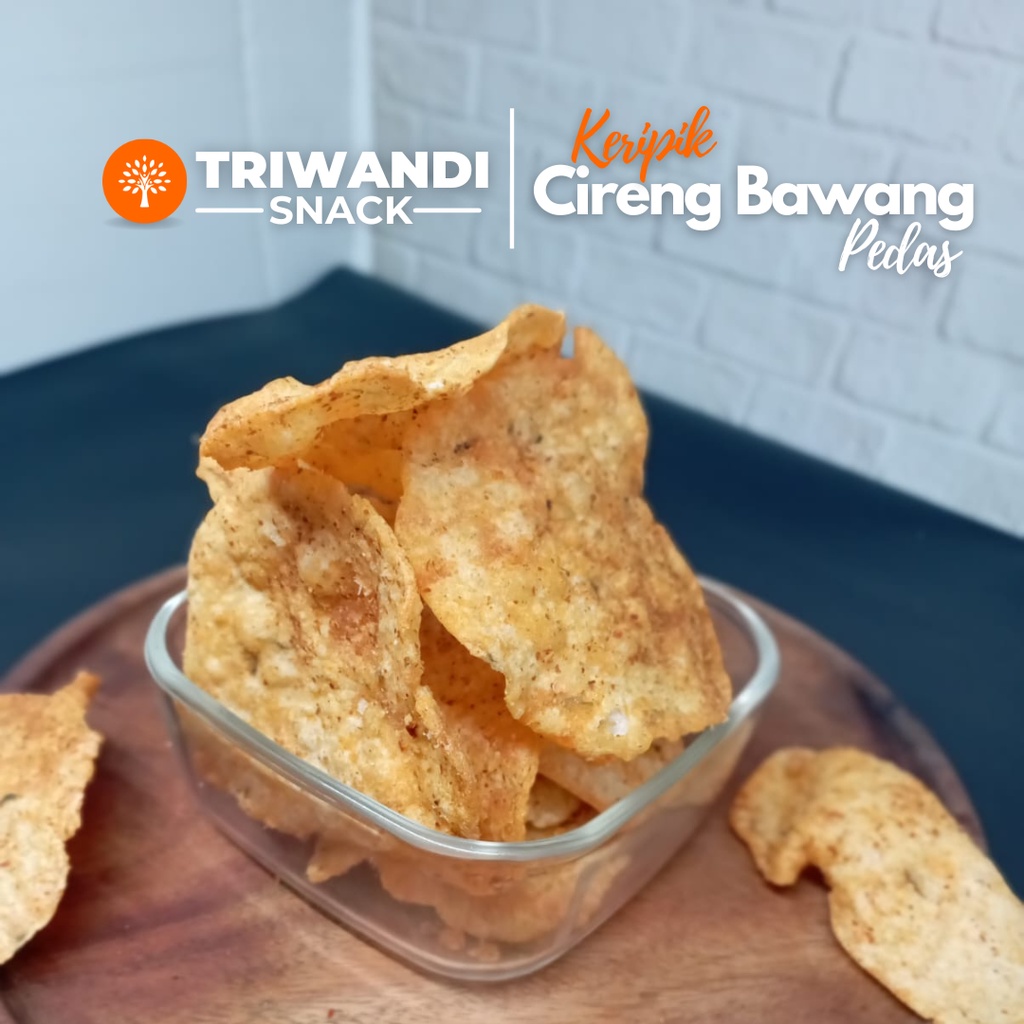 

Keripik Cireng bawang pedas kemasan 100 - 250 gr TRIWANDI SNACK oleh oleh bandung